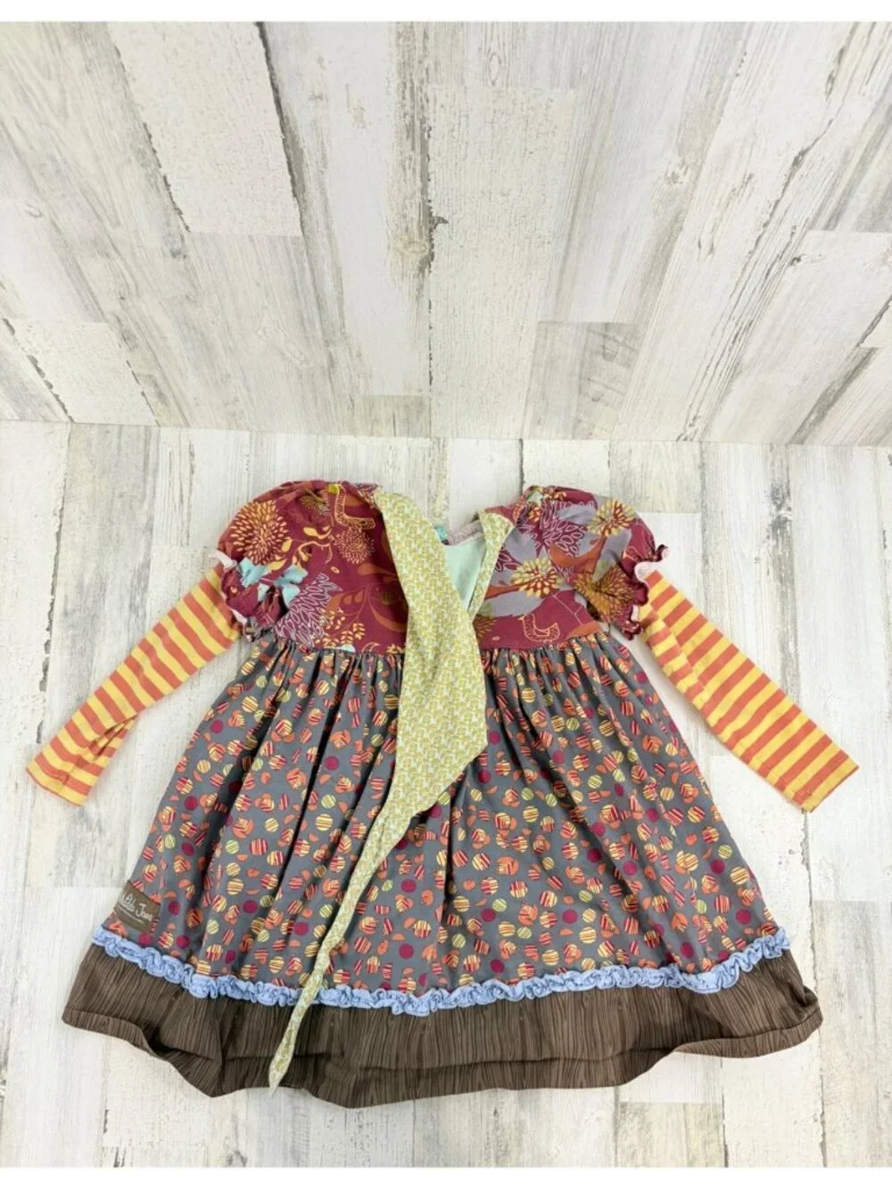 Matilda Jane Character Counts Pixie Knot Hood Apron Dress Maggie Tea Size 8